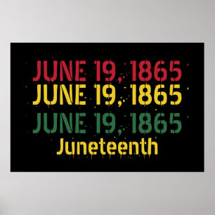 Poster Noir Rouge Vert Jaune 19 juin 1865 Junetdix