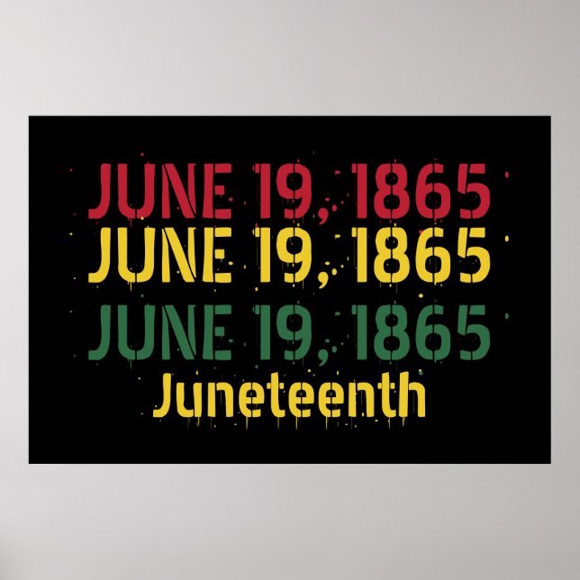 Poster Noir Rouge Vert Jaune 19 juin 1865 Junetdix (Devant)
