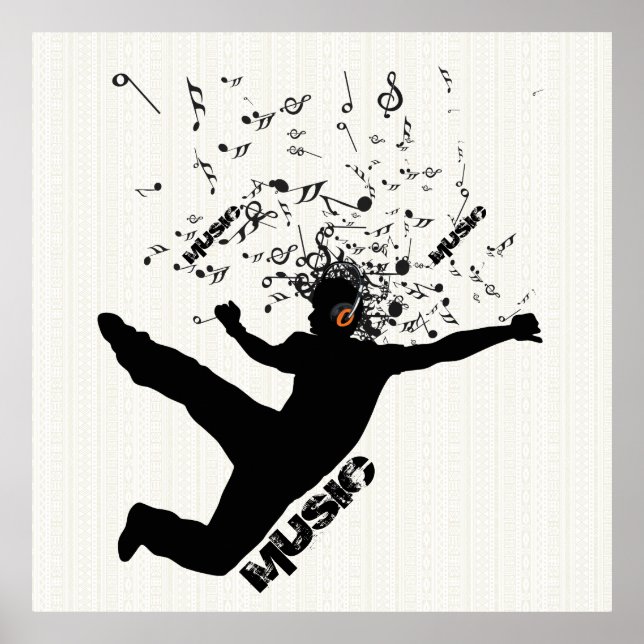 Poster Noir Silhouette Musique Concept Design Danse Homme (Devant)