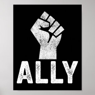 Poster Noir Vit Problème Ally Fist Support Blm