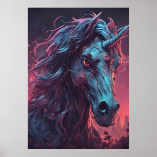 Poster noir Zombie Unicorn