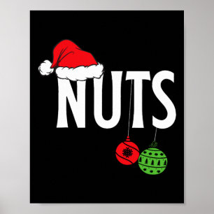 Poster Noix de poitrine Drôle Noël châtaignes Couple Matc