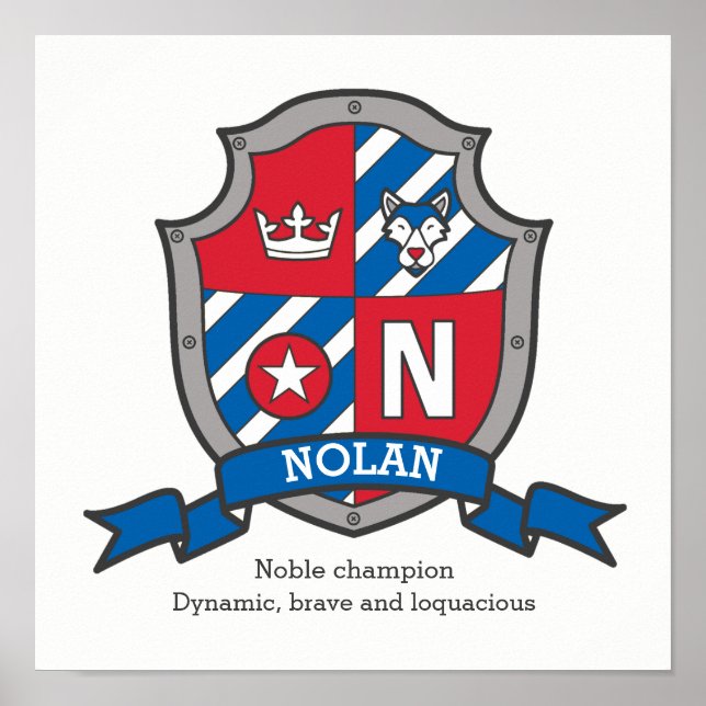 Poster Nolan garçons nom lettre N signifiant bouclier hér (Devant)
