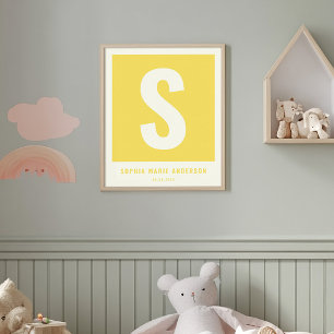 Poster Nom bébé personnalisé Pépinière Décor Mur Monogram