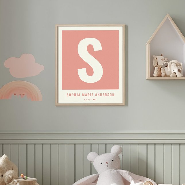 Poster Nom bébé personnalisé Pépinière Décor Mur Monogram (Créateur téléchargé)