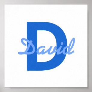 Poster Nom bleu et monogramme