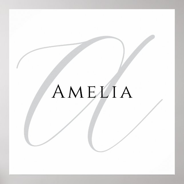 Poster Nom chic monogramme initiale lettre calligraphie  (Devant)