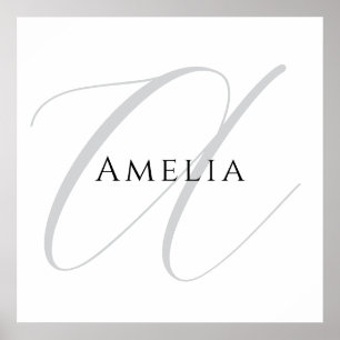 Poster Nom Chic Monogramme Lettre Initiale Calligraphie 