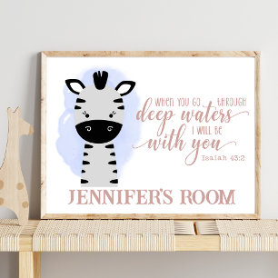 Poster Nom Christian Cute Baby Zebra Bible Citation