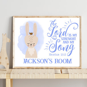 Poster Nom Christian Cute Bunny Rabbit Bible Citation