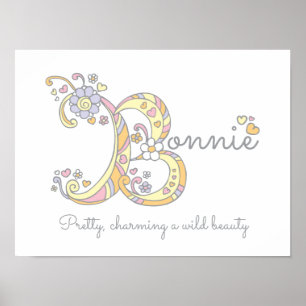 Poster Nom d'art initial du gribouillage de Bonnie B