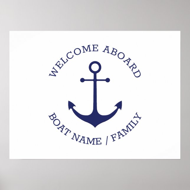 Poster Nom de bateau personnalisé Bienvenue à bord de l'a (Devant)