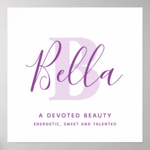 Poster Nom de Bella signifiant nuances de violet texte pe