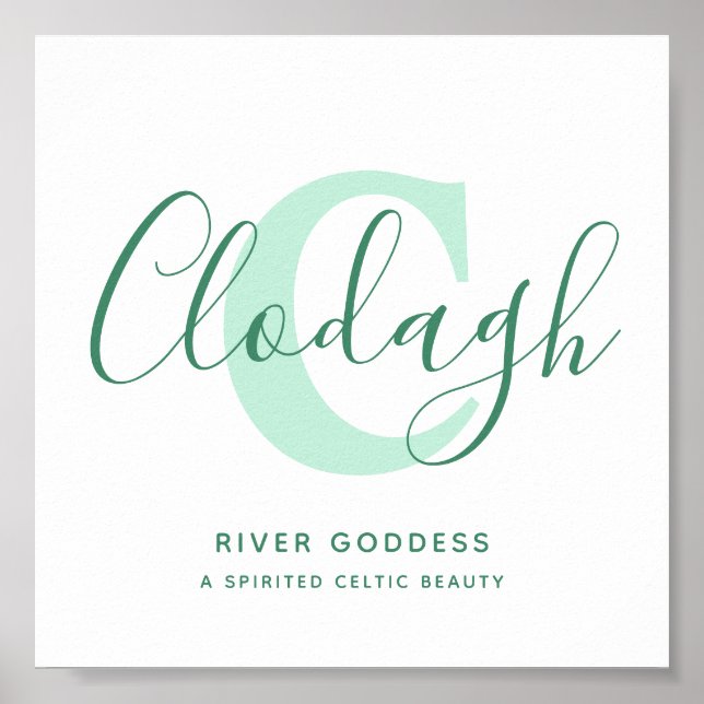 Poster Nom de clodagh signifiant nuances de texte vert pe (Devant)