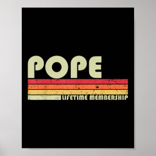 Poster Nom de famille du pape drôle rétro vintage 80s 90s