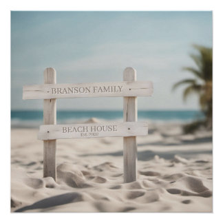 Poster Nom de famille Maison de la plage Signet Photo Ret