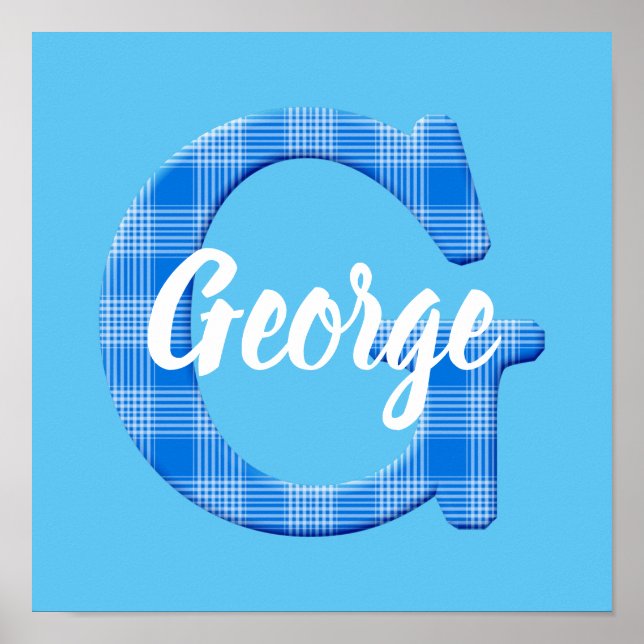 Poster Nom de garçon personnalisé Plaid Lettre G (Devant)