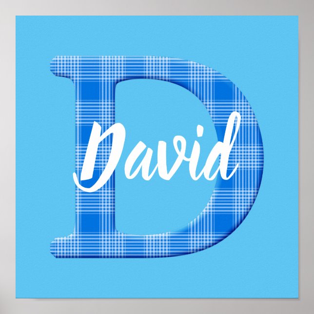 Poster Nom de garçon Plaid personnalisé Lettre D (Devant)