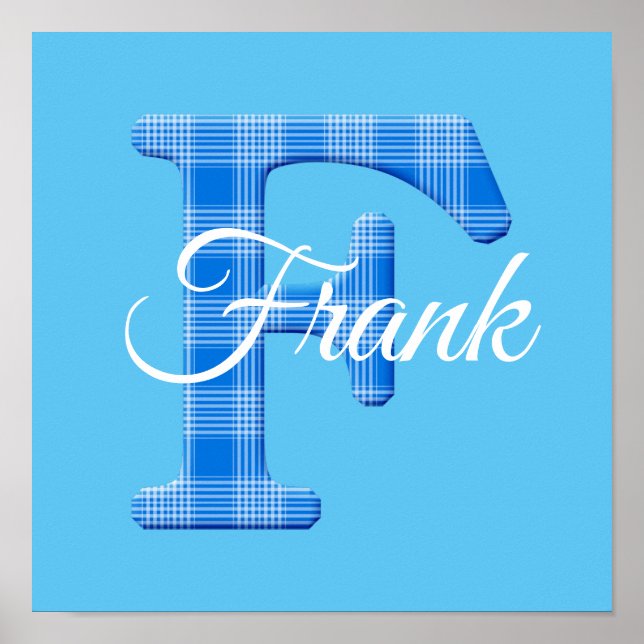 Poster Nom de garçon Plaid personnalisé Lettre F (Devant)