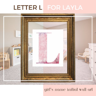 Poster Nom de la fille Lettre L Boho Pink Aquarelle Poste