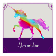 Nom de l'enfant Unicorne coloré Personnalisé