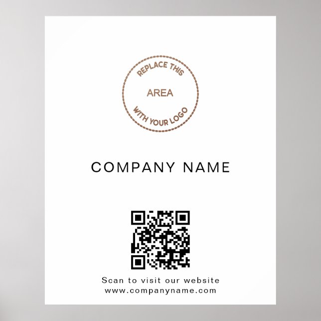 Poster Nom de l'entreprise simple Logo Site Web QR Code (Devant)