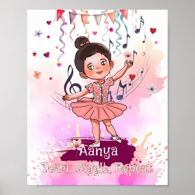 Poster Nom de petite ballerine personnalisé (Devant)