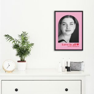 Poster Nom de photo personnalisé amour minimaliste rose r