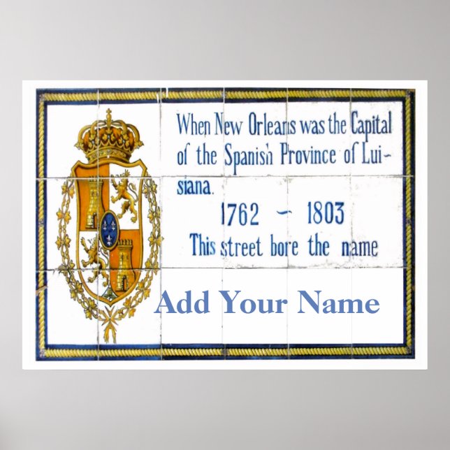 Poster Nom de rue du quartier français, Ajouter votre nom (Devant)