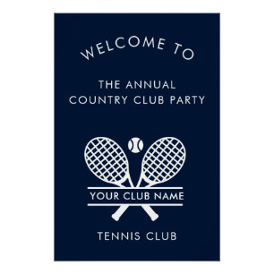 Poster Nom du Country Club Événements de Tennis Bleu Mari