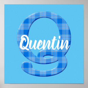 Poster Nom du garçon Lettre personnalisée plaid Q