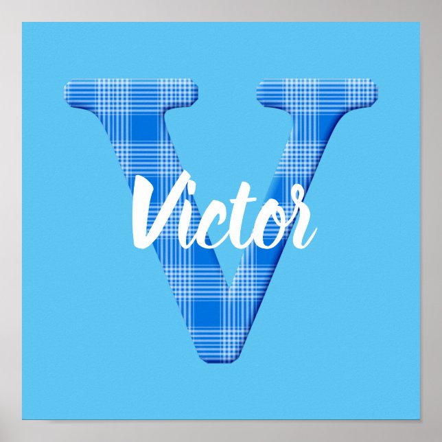 Poster Nom du garçon Lettre personnalisée V (Devant)