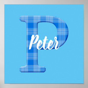 Poster Nom du garçon Lettre préchargée personnalisée P