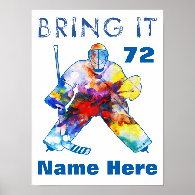 Poster Nom du gardien de hockey personnalisé Numéro de l' (Devant)