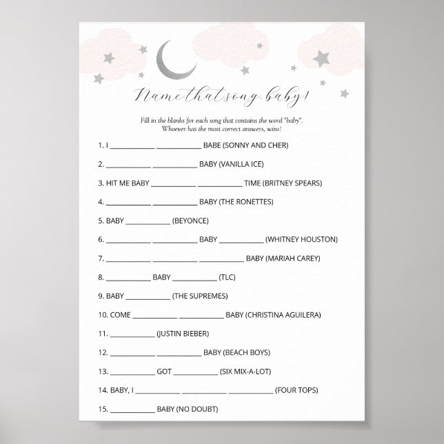 Poster Nom du jeu de Baby shower de chanson (Devant)