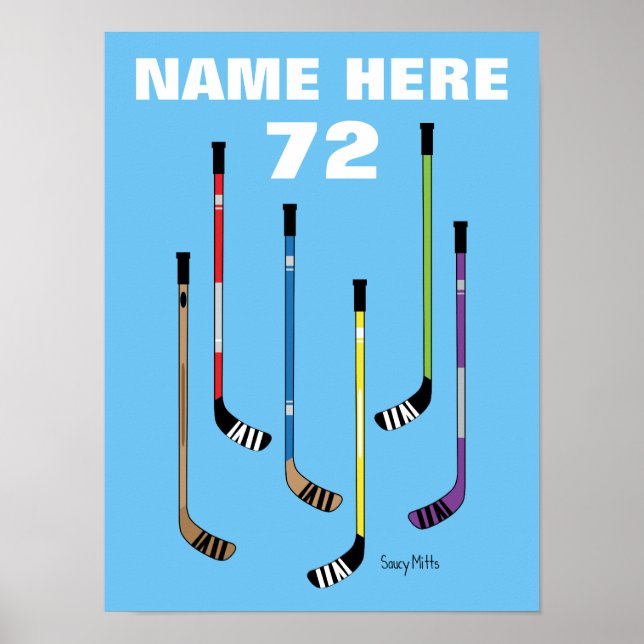 Poster Nom du joueur de hockey personnalisé Bâtons de hoc (Devant)