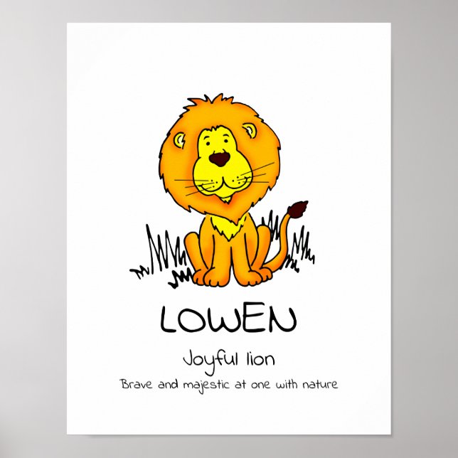 Poster Nom du lion graphique pour enfants signifiant affi (Devant)