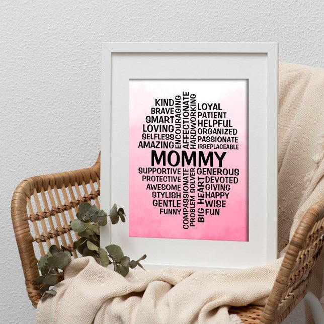 Poster Nom du nuage de mot maman Pink Ombre (Créateur téléchargé)