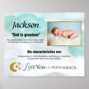 Poster Nom Du Petit Bébé Signifiant Photo Amour Moderne À