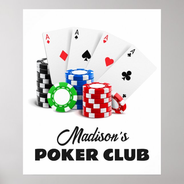 Poster Nom et texte personnalisés Poker / Casino (Devant)