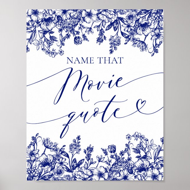 Poster Nom Floral Bleu Que Citation Film Jeu De Douche Pa (Devant)