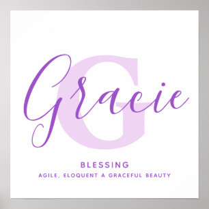 Poster Nom Gracie signifiant texte violet personnalisé