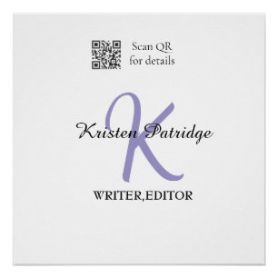 Poster Nom monogramme violet écrivain modifier par code Q