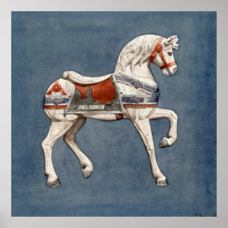 Poster Nom personnalisé | Carrousel en bois Cheval Art