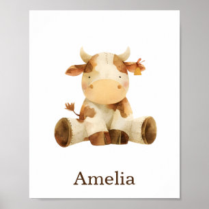 Poster Nom personnalisé Cute Nursery Décor ferme animal v