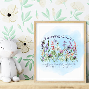 Poster Nom personnalisé Dire un Fleur sauvage de citation