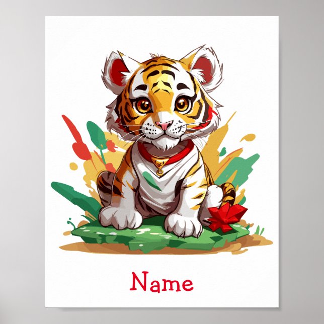 Poster Nom personnalisé du tigre de bébé mou (Devant)