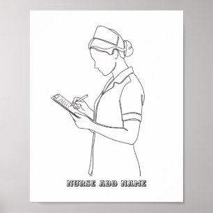 Poster Nom personnalisé - Infirmière minimaliste - Art en