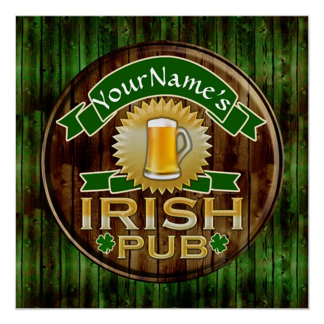 Poster Nom personnalisé Irish Pub Signer la Saint Patrick (Devant)