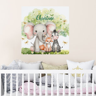 Poster Nom personnalisé Jungle Animaux libellules